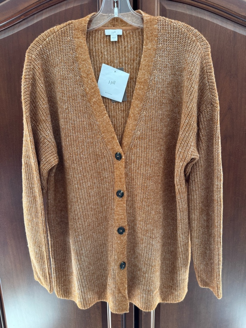 Lightweight Classic Button down Cardigan in Warm Camel - J Jill - NEW W/ TAGS